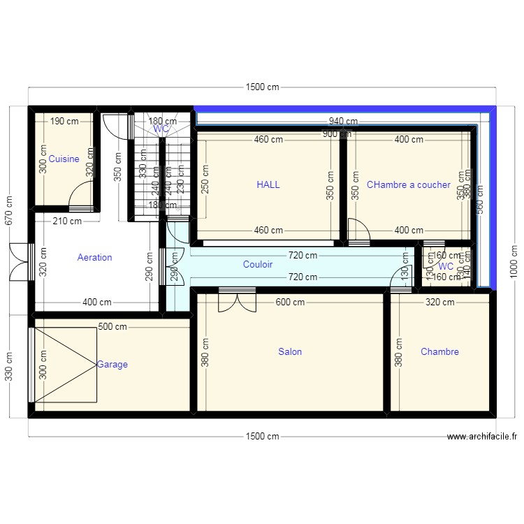 PLAN 15X10 TESTE N3. Plan de 11 pièces et 126 m2