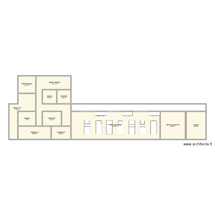 institut lycée. Plan de 12 pièces et 87 m2