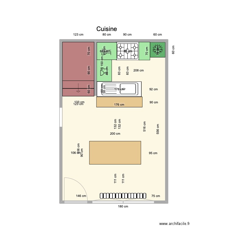 Cuisine Juillet >2024. Plan de 1 pièce et 25 m2