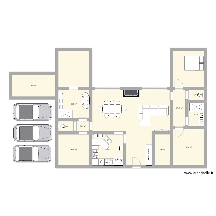 Maison !. Plan de 11 pièces et 62 m2