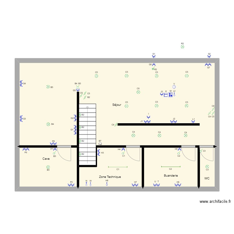 Cyrielle et Fred -1. Plan de 5 pièces et 82 m2