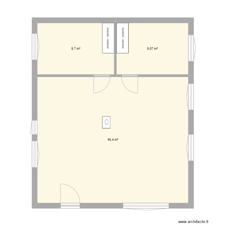 maison de mon grand. Plan de 3 pièces et 65 m2