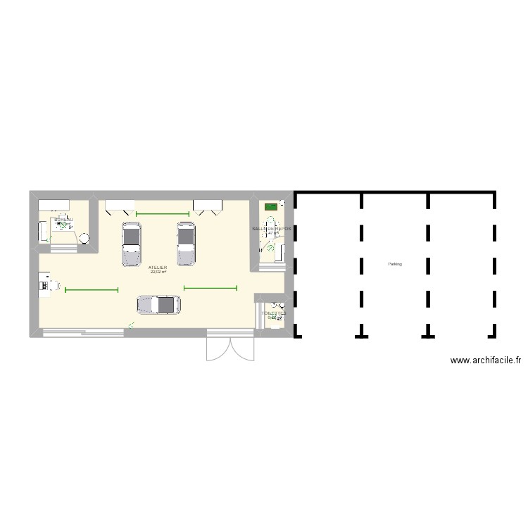 ATELIER . Plan de 4 pièces et 26 m2