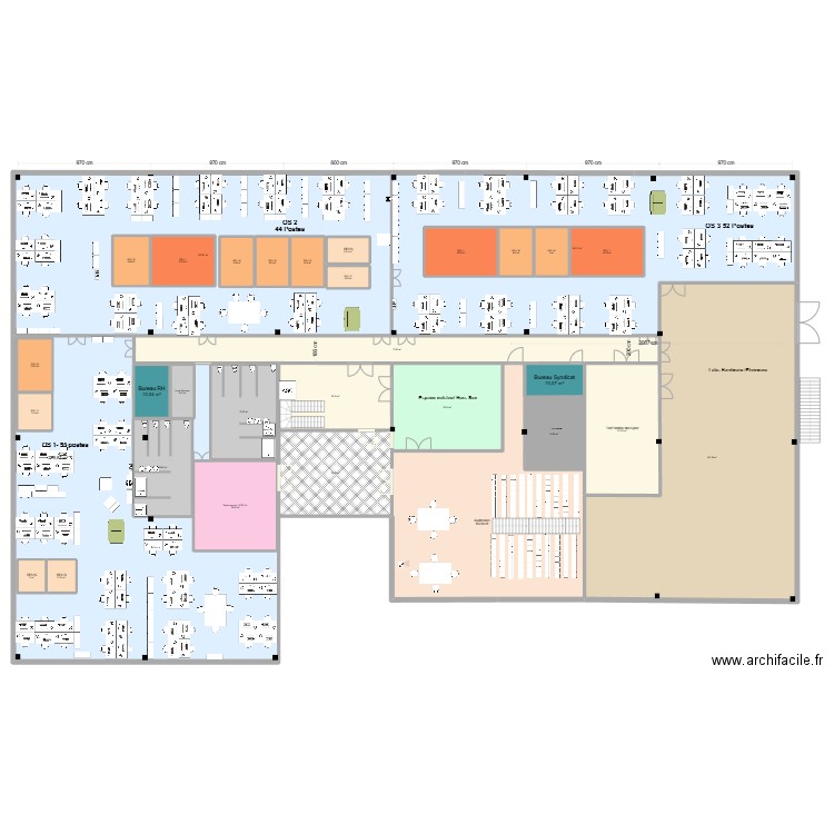 28.02 Plan R+1 V1. Plan de 32 pièces et 2065 m2