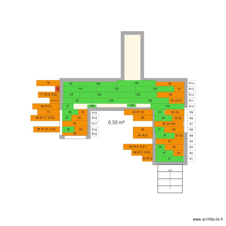 Couloir V1.1. Plan de 1 pièce et 7 m2