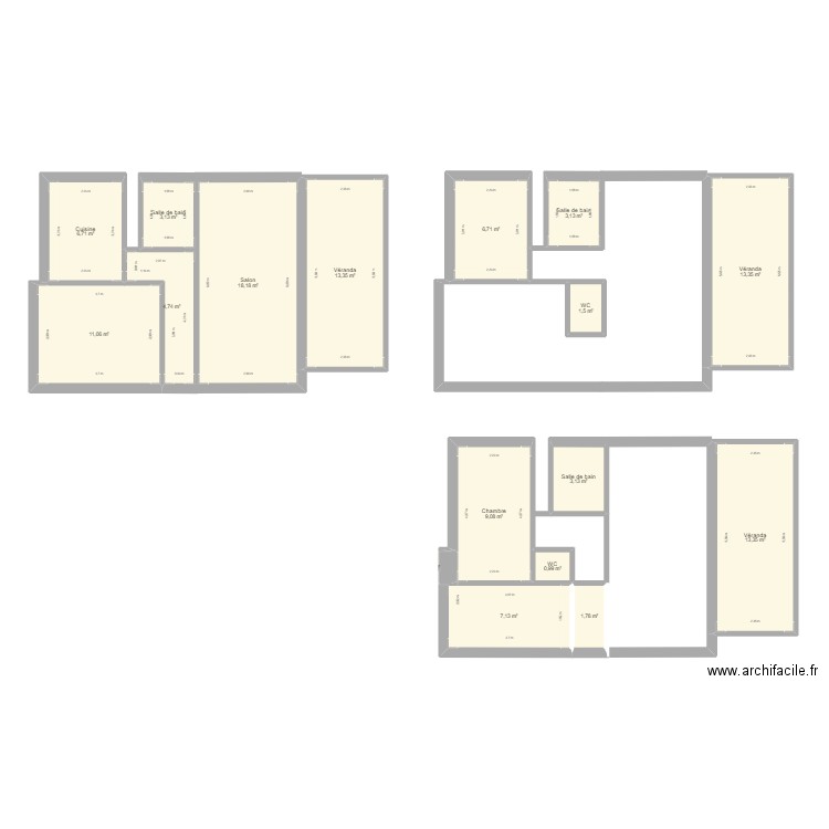 maison 1. Plan de 16 pièces et 117 m2