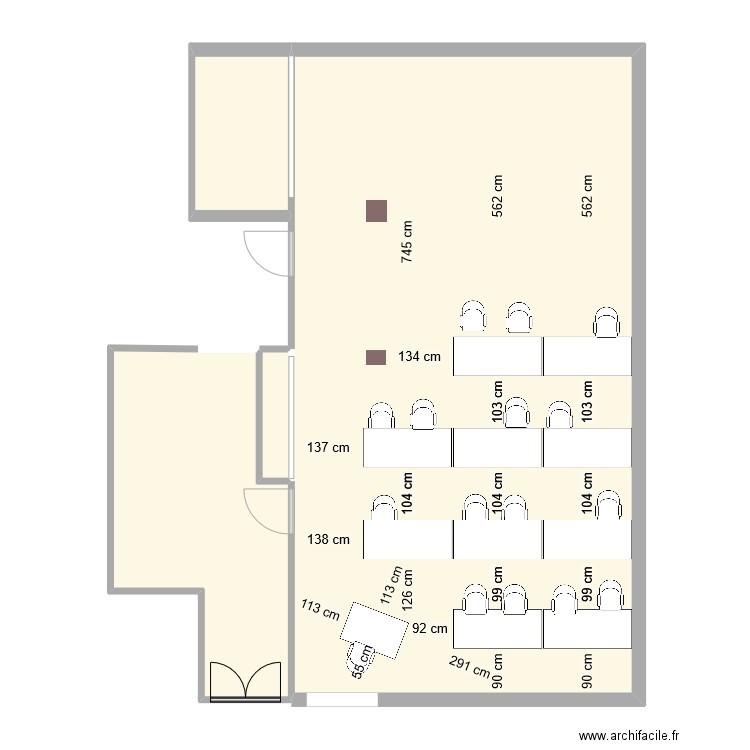 nouvelle salle. Plan de 4 pièces et 113 m2