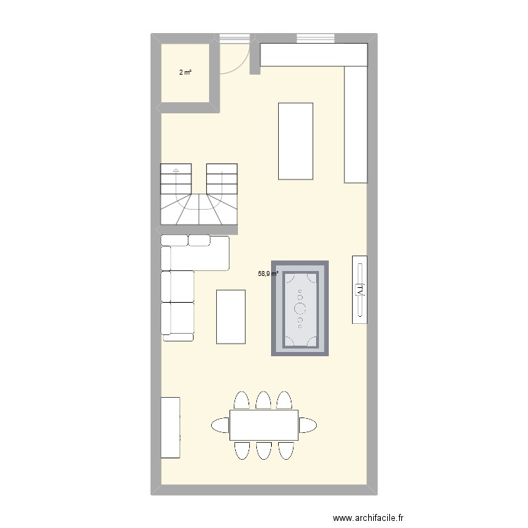 Maison 2. Plan de 2 pièces et 61 m2