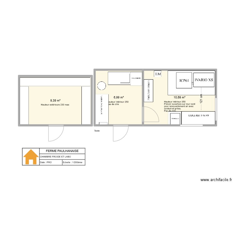 FERME PAULHANAISE MOBILIER. Plan de 3 pièces et 27 m2