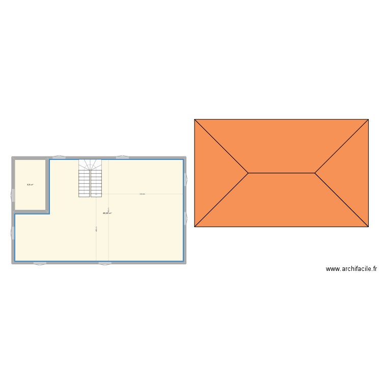 ABC. Plan de 2 pièces et 94 m2