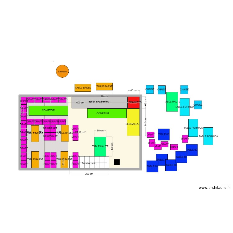 SALLE FONDS 2. Plan de 1 pièce et 22 m2