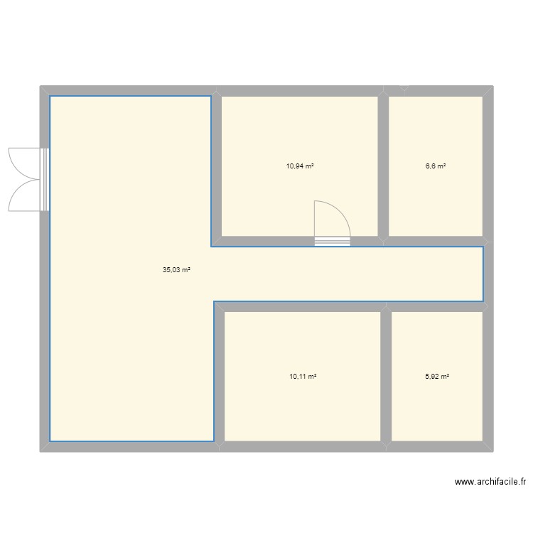 kia1. Plan de 5 pièces et 69 m2