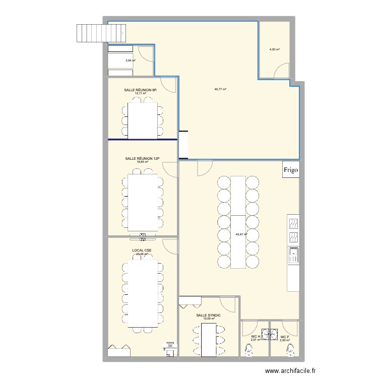 mezzanine open space. Plan de 10 pièces et 176 m2