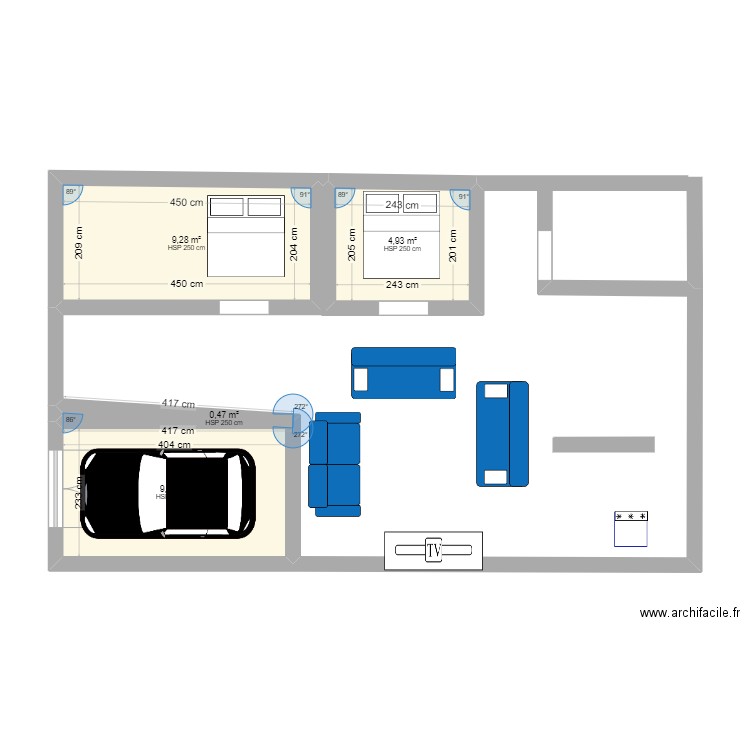 maison 1. Plan de 4 pièces et 24 m2