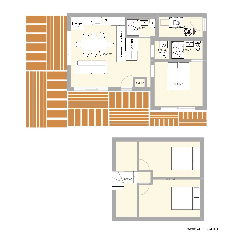 Essai Chateau B. Plan de 9 pièces et 76 m2