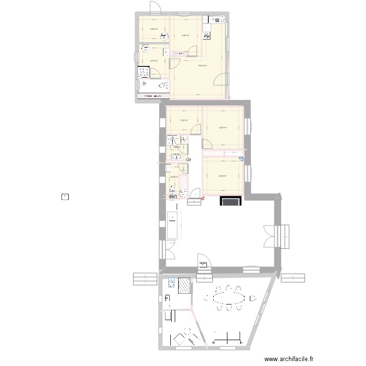 plan Mas  projet 2. Plan de 12 pièces et 66 m2