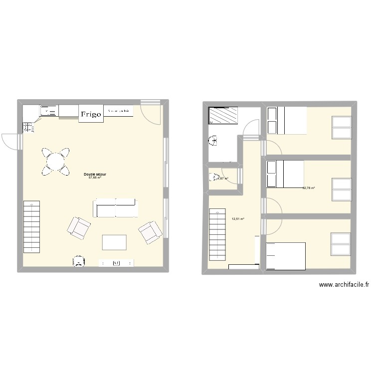 rez de chaussée 2 (dernier fait ). Plan de 4 pièces et 105 m2