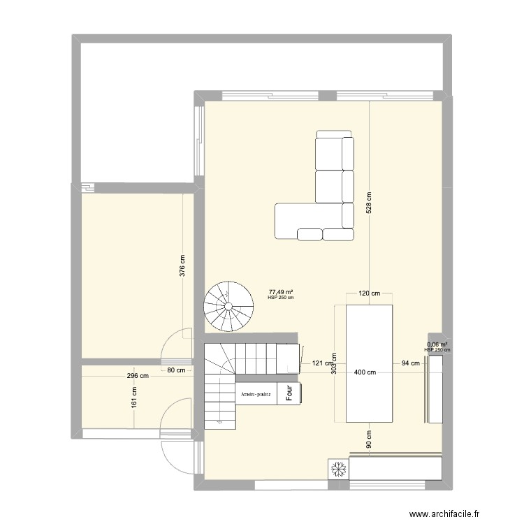 Magnolia RDC - base agrandie vers jardin. Plan de 2 pièces et 78 m2