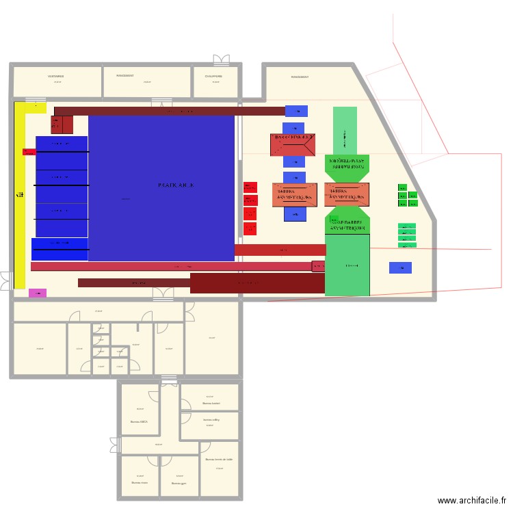 salle gym modif 8. Plan de 24 pièces et 926 m2