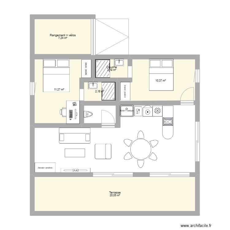 Camboulazet. Plan de 6 pièces et 53 m2