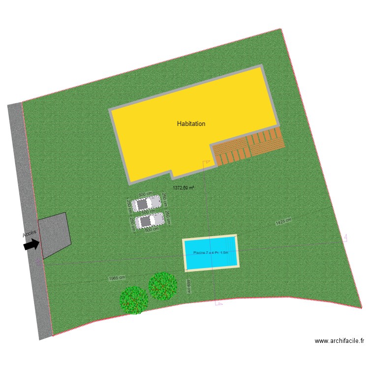 DP2 - Plan de Masse. Plan de 1 pièce et 213 m2