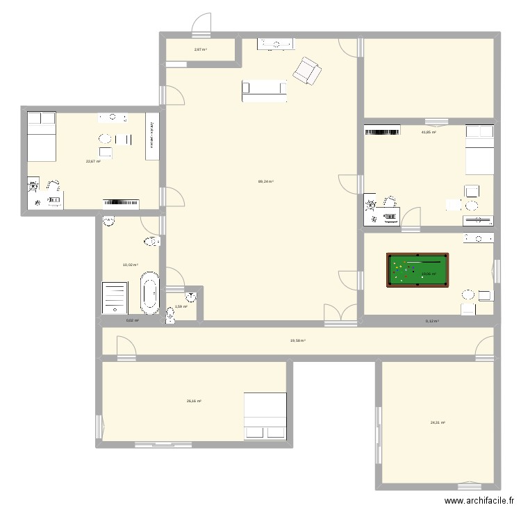 maison 1. Plan de 12 pièces et 257 m2