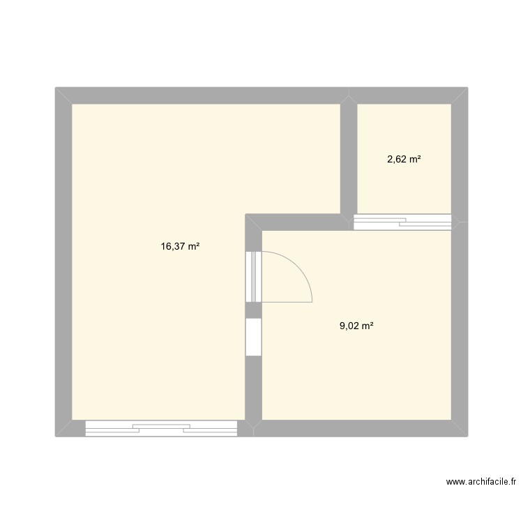 Maison Kévin. Plan de 3 pièces et 28 m2