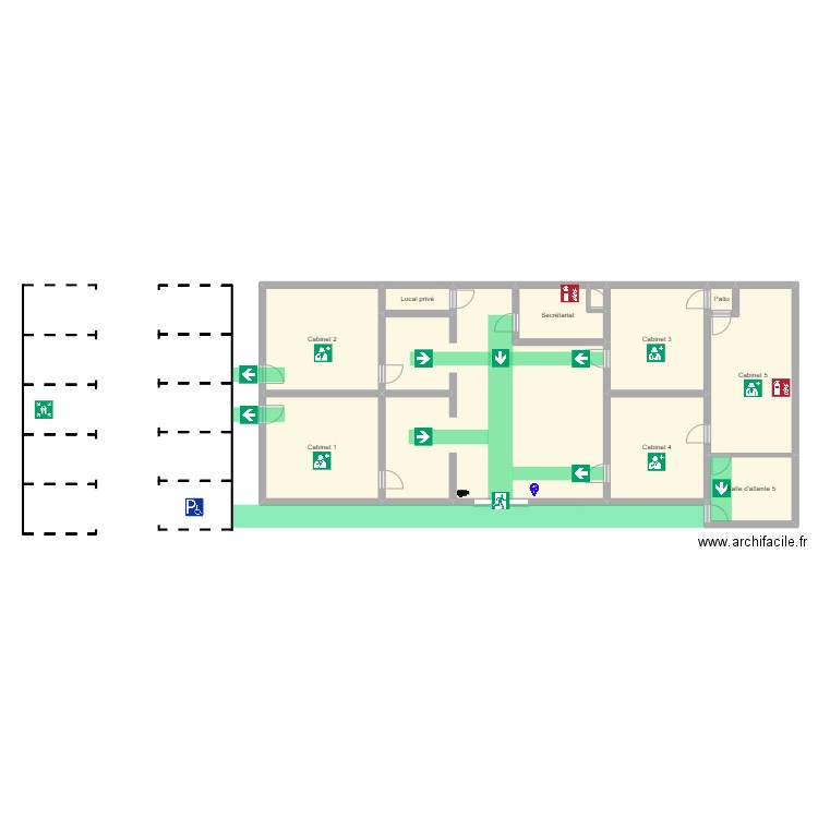 Plan d'évacuation - Cabinet. Plan de 11 pièces et 203 m2