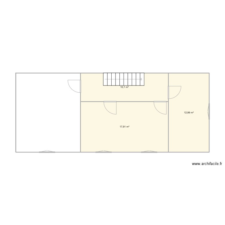 2e etage beaurepaire. Plan de 3 pièces et 41 m2