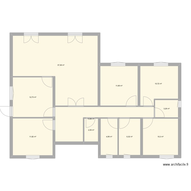 Plan Sommière Initial. Plan de 11 pièces et 126 m2