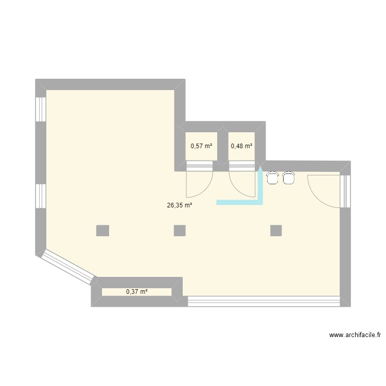 17 bureau cp. Plan de 4 pièces et 28 m2