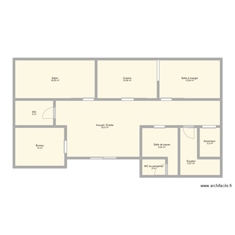 semi colectif. Plan de 10 pièces et 107 m2