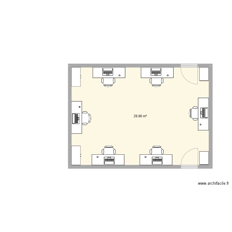 bureau ouest. Plan de 1 pièce et 30 m2