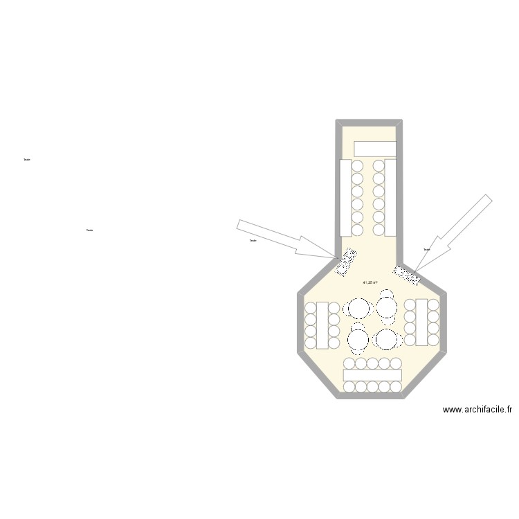 Cafet. Plan de 1 pièce et 41 m2