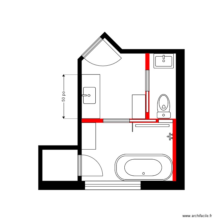 tremblay sdb1. Plan de 2 pièces et 11 m2