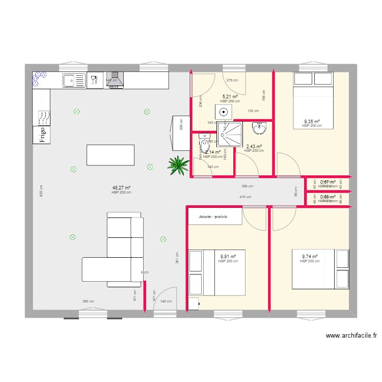 maison bassens. Plan de 9 pièces et 88 m2