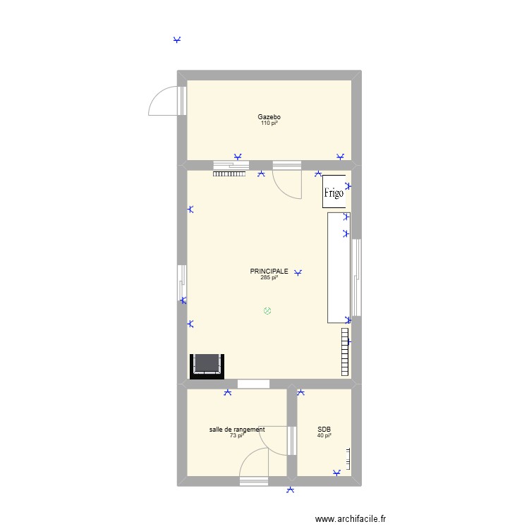 électricité chalet. Plan de 4 pièces et 47 m2