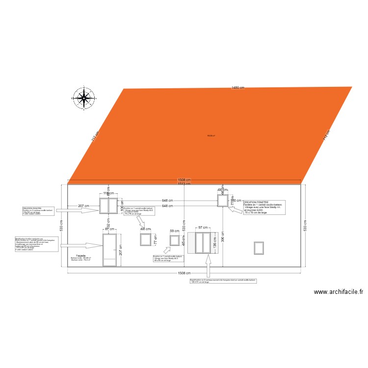 FACADE SUD PROJETEE. Plan de 0 pièce et 0 m2