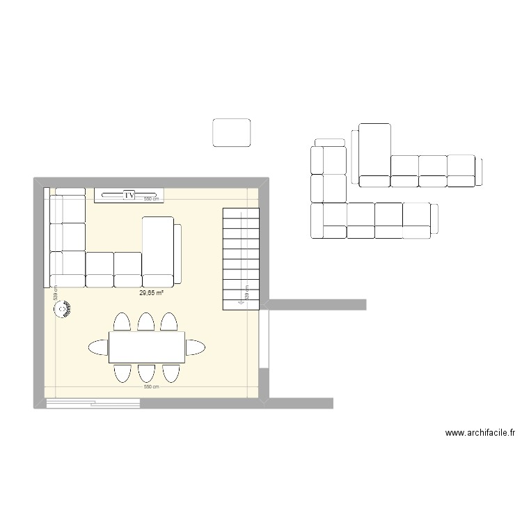 Test salon 1. Plan de 1 pièce et 30 m2