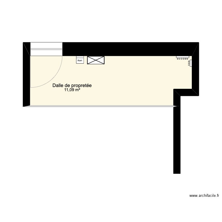 Dalle cave. Plan de 1 pièce et 11 m2