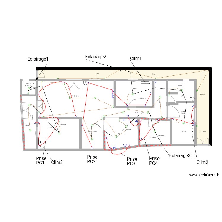 Plan Fundi Omar. Plan de 10 pièces et 100 m2