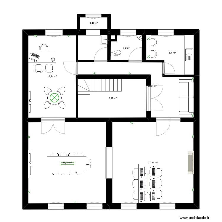 Le Conservateur. Plan de 3 pièces et 117 m2