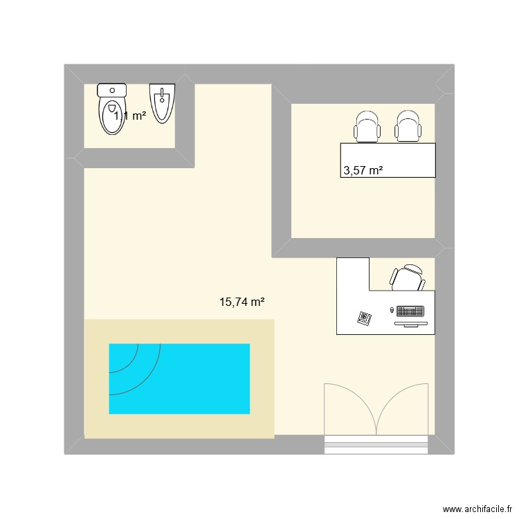 art. Plan de 3 pièces et 20 m2