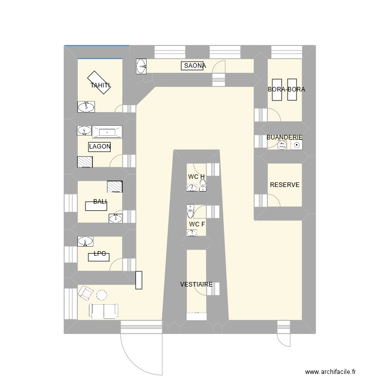 Spa_Océane. Plan de 12 pièces et 15 m2