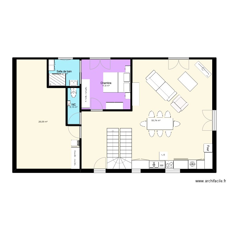 Maison 1. Plan de 5 pièces et 100 m2