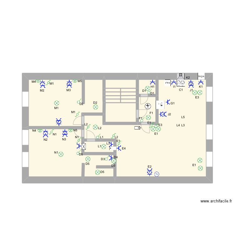 ET 3 FATA. Plan de 16 pièces et 25 m2