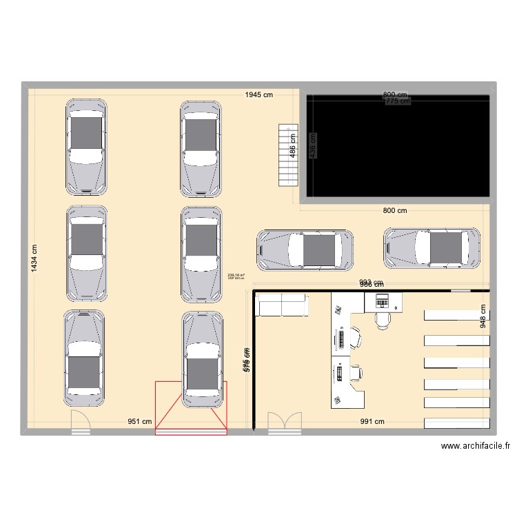 GARAGE. Plan de 2 pièces et 273 m2