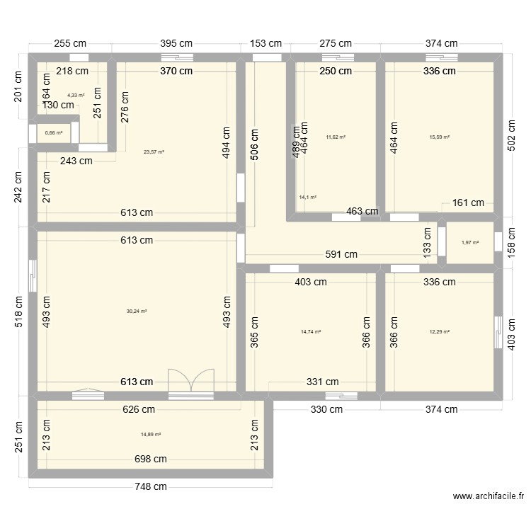 planPK16-2. Plan de 11 pièces et 144 m2