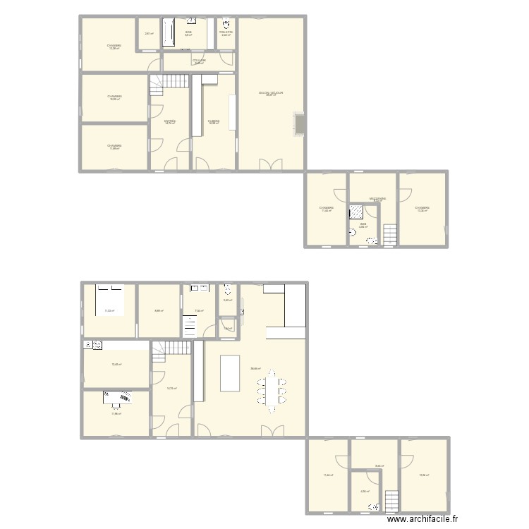 TAMBOUR. Plan de 27 pièces et 327 m2