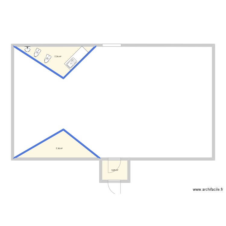 43 bis. Plan de 3 pièces et 18 m2